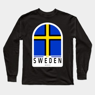 Sweden Flag Sticker, For Sweden Lovers Long Sleeve T-Shirt